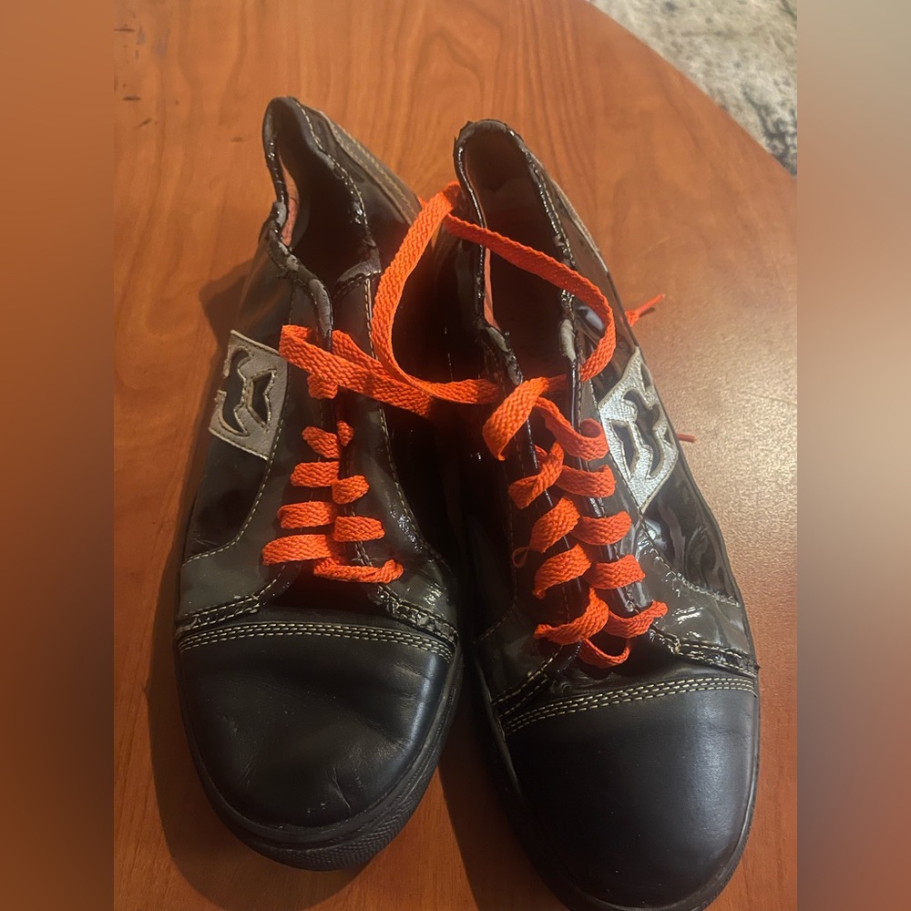 Black Sneakers with Orange Laces - Picture 1 of 7